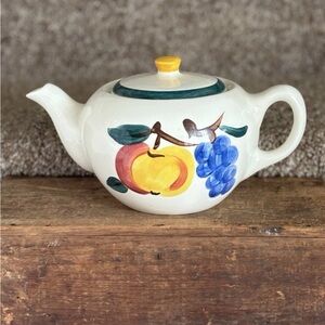ANGL Hand-Painted Ceramic Teapot with Yellow, Blue, Green Accents